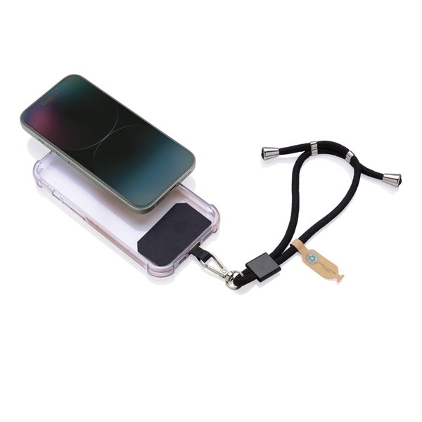 Ремешок-держатель для телефона CarryLoop на запястье из rPET RCS - Ремешок-держатель для телефона CarryLoop на запястье из rPET RCS