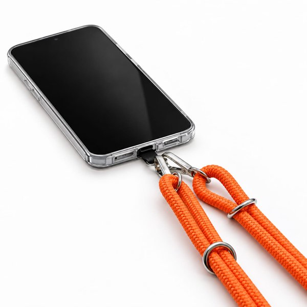 Шнур Cord с кольцами, карабинами и держателем для телефона, с регулировкой длины - Шнур Cord с кольцами, карабинами и держателем для телефона, с регулировкой длины (оранжевый)