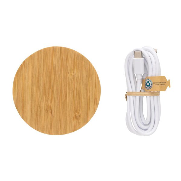 Док-станция Bamboo FSC® для беспроводной зарядки, 15 Вт - Док-станция Bamboo FSC® для беспроводной зарядки, 15 Вт