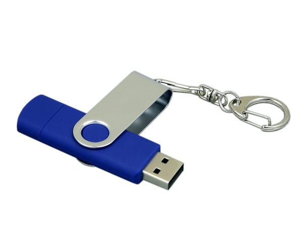 USB 2.0- флешка на 16 Гб с поворотным механизмом и дополнительным разъемом Micro USB - USB 2.0- флешка на 16 Гб с поворотным механизмом и дополнительным разъемом Micro USB