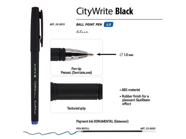 Ручка пластиковая шариковая «CityWrite Black» - Ручка пластиковая шариковая «CityWrite Black»