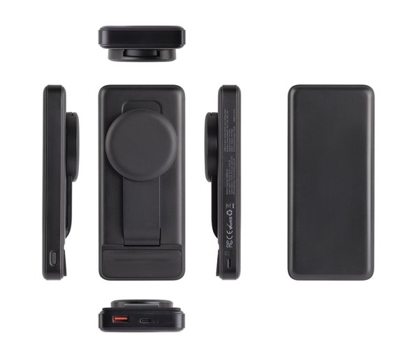 Беспроводная зарядная (20W/15W) станция-пауэрбэнк "Slider" 10000 mAh для смартфонов, наушников, часов, с подвижным зарядным блоком - Беспроводная зарядная (20W/15W) станция-пауэрбэнк "Slider" 10000 mAh для смартфонов, наушников, часов, с подвижным зарядным блоком черный