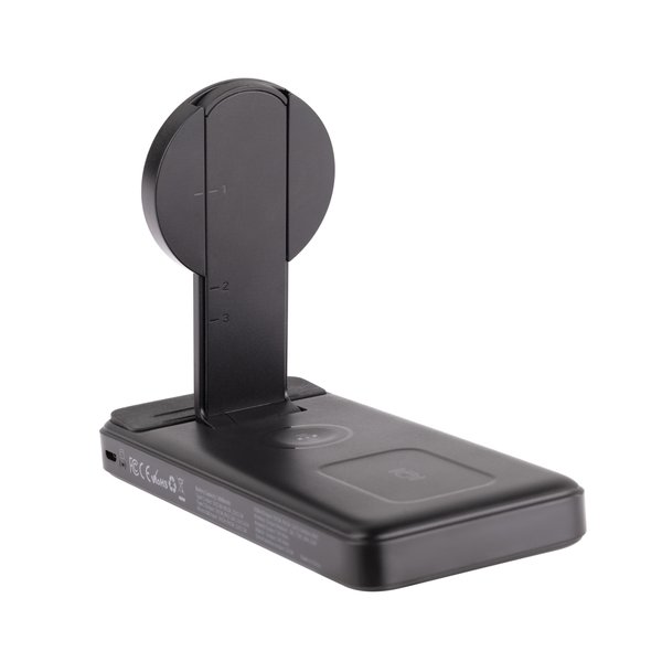 Беспроводная зарядная (20W/15W) станция-пауэрбэнк "Slider" 10000 mAh для смартфонов, наушников, часов, с подвижным зарядным блоком - Беспроводная зарядная (20W/15W) станция-пауэрбэнк "Slider" 10000 mAh для смартфонов, наушников, часов, с подвижным зарядным блоком черный