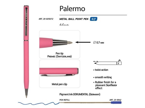 Ручка металлическая шариковая «Palermo», софт-тач - Ручка металлическая шариковая «Palermo», софт-тач