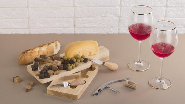 Набор для сыра и вина "Gourmet" в футляре - Набор для сыра и вина "Gourmet" в футляре натуральный