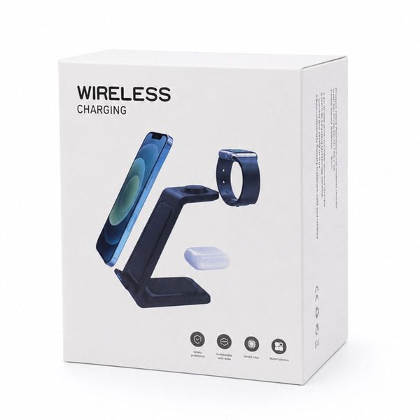 Беспроводное мультизарядное устройство Standy 15W, черный - Беспроводное мультизарядное устройство Standy 15W, черный