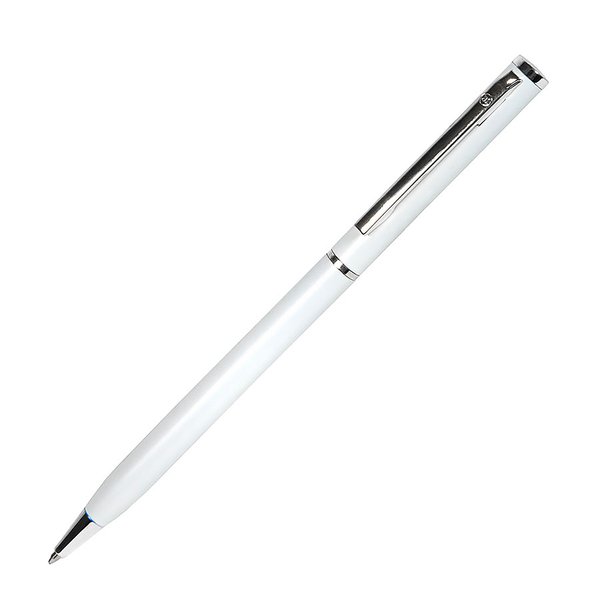 Ручка шариковая SLIM SILVER - SLIM, ручка шариковая, белый/хром, металл
