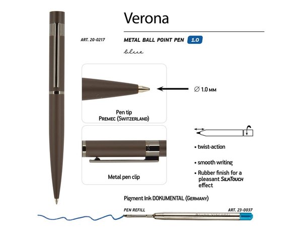 Ручка металлическая шариковая «Verona», софт-тач - Ручка металлическая шариковая «Verona», софт-тач