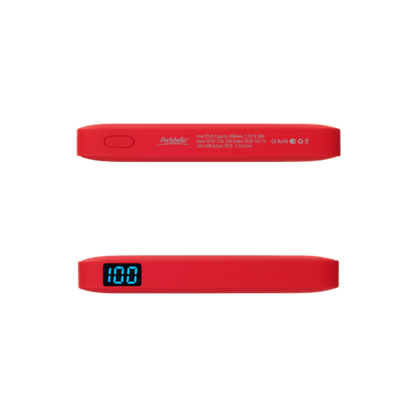Внешний аккумулятор с подсветкой Анкор (Ancor) 5000 mAh, красный