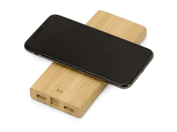 Внешний беспроводной аккумулятор из бамбука «Bamboo Air», 10000 mAh - Внешний беспроводной аккумулятор из бамбука «Bamboo Air», 10000 mAh