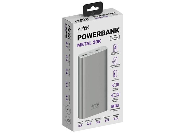 Портативный внешний аккумулятор «METAL 20K», 20000 mAh - Портативный внешний аккумулятор «METAL 20K», 20000 mAh