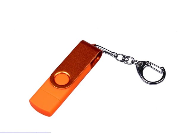 USB 2.0/micro USB/Type-С- флешка на 64 Гб 3-в-1 с поворотным механизмом - USB 2.0/micro USB/Type-С- флешка на 64 Гб 3-в-1 с поворотным механизмом
