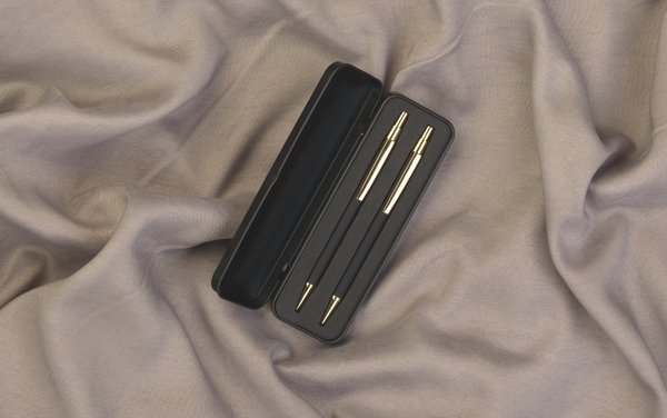 Набор "Ray" (ручка+карандаш), покрытие soft touch - Набор "Ray" (ручка+карандаш), покрытие soft touch черный с золотом