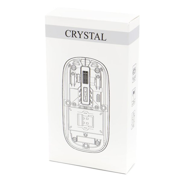 Мышь компьютерная беспроводная прозрачная Crystal, черная - Мышь компьютерная беспроводная прозрачная Crystal, черная