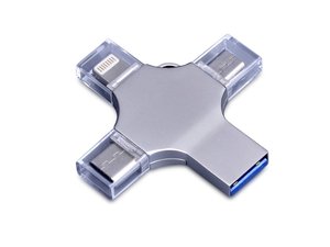 usb 3.0-флешка на 128 гб 4-в-1 с разъемами micro usb, type-c и lightning