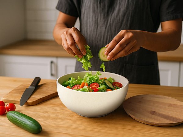 Салатник из натуральных волокон с бамбуковой крышкой «Bowl» - Салатник из натуральных волокон с бамбуковой крышкой «Bowl»
