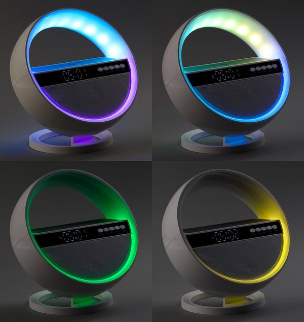 Bluetooth колонка "Smart Orb" 5Вт с беспроводным (15W) ЗУ, лампой, часами, FM радио - Bluetooth колонка "Smart Orb" 5Вт с беспроводным (15W) ЗУ, лампой, часами, FM радио белый