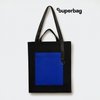 Шоппер Superbag Big Pocket, с карманом на молнии (черный с синим)