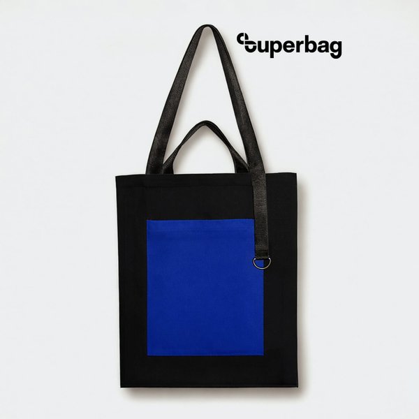 Шоппер Superbag Big Pocket, с карманом на молнии - Шоппер Superbag Big Pocket, с карманом на молнии (черный с синим)