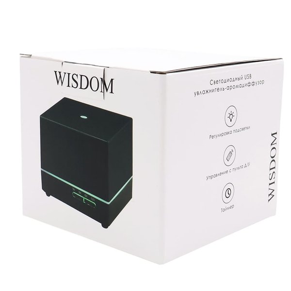 Светодиодный увлажнитель Wisdom с подсветкой гравировки, черный - Светодиодный увлажнитель Wisdom с подсветкой гравировки, черный