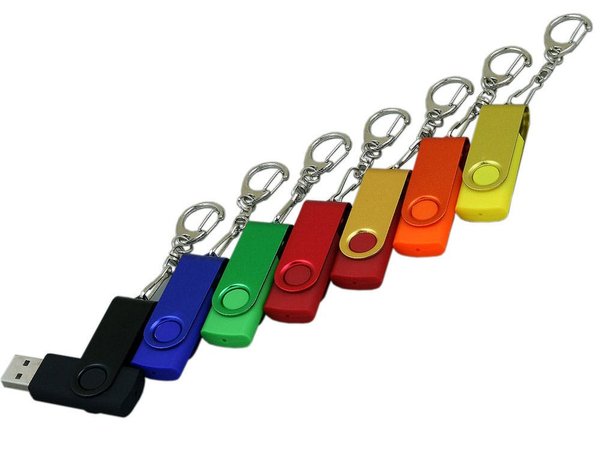 USB 3.0- флешка промо на 128 Гб с поворотным механизмом и однотонным металлическим клипом - USB 3.0- флешка промо на 128 Гб с поворотным механизмом и однотонным металлическим клипом