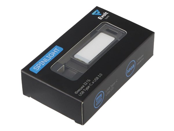 USB3.0/ Type-C флешка 2в1 на 32 ГБ «Спинлайт» с подсветкой - USB3.0/ Type-C флешка 2в1 на 32 ГБ «Спинлайт» с подсветкой