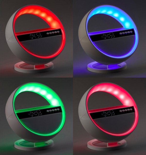 Bluetooth колонка "Smart Orb" 5Вт с беспроводным (15W) ЗУ, лампой, часами, FM радио - Bluetooth колонка "Smart Orb" 5Вт с беспроводным (15W) ЗУ, лампой, часами, FM радио белый