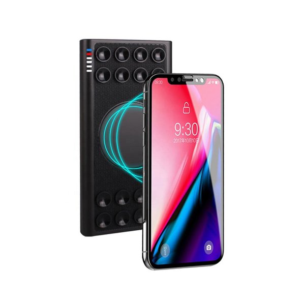 Беспроводное зарядное устройство "Eight SOFTTOUCH", 8000 mAh, с подсветкой логотипа и подставкой - Беспроводное зарядное устройство "Eight SOFTTOUCH", 8000 mAh, с подсветкой логотипа и подставкой черный