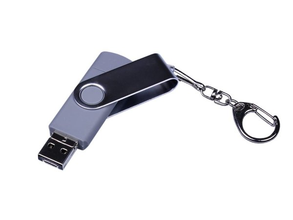 USB 2.0/micro USB/Type-C- флешка на 32 Гб c поворотным механизмом - USB 2.0/micro USB/Type-C- флешка на 32 Гб c поворотным механизмом