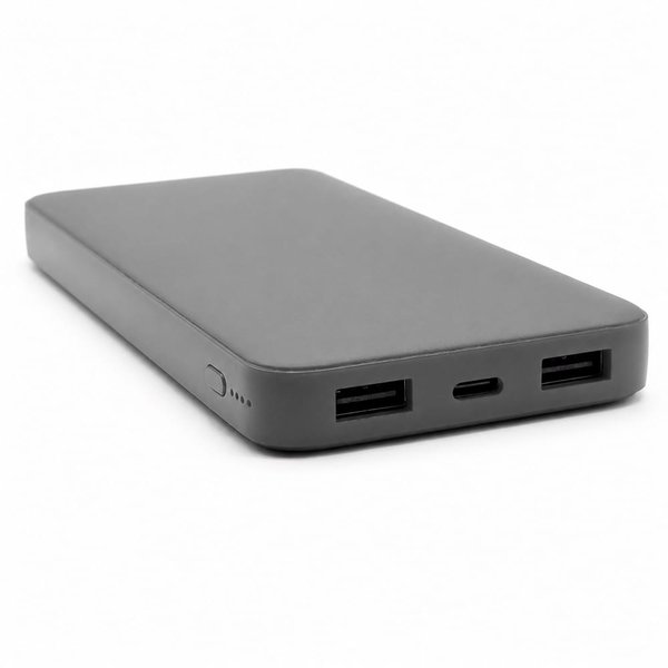 Внешний аккумулятор Polus, 10000 Mah, софт-тач покрытие - Внешний аккумулятор Polus, 10000 Mah, софт-тач покрытие, серый