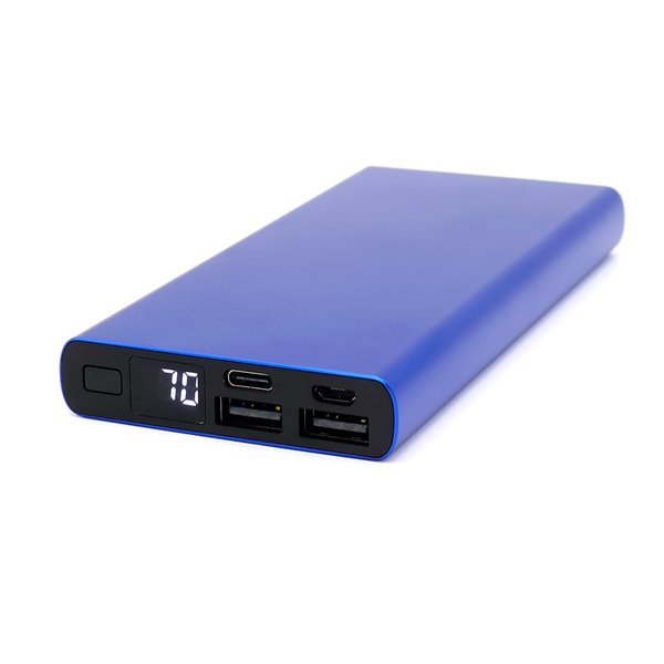 Внешний аккумулятор Höginn в металлическом корпусе, 10000mAh - Внешний аккумулятор Höginn в металлическом корпусе, 10000mAh, синий.