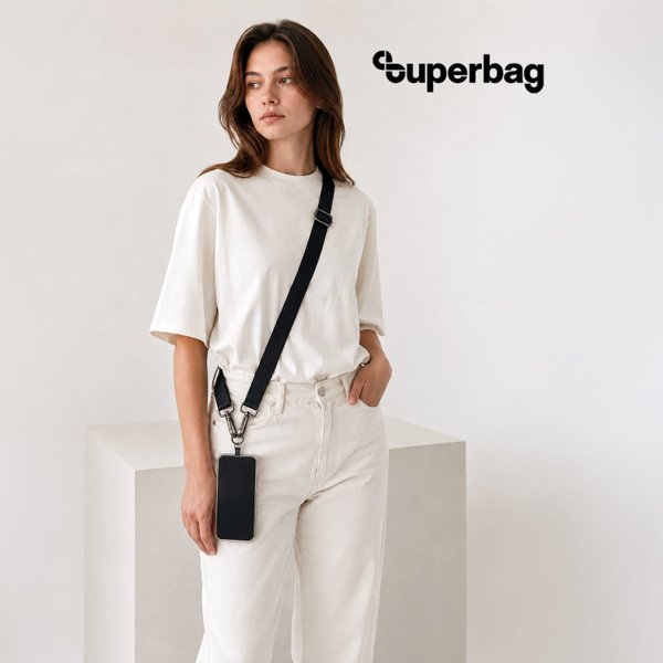 Лента Sling с карабинами и держателем для телефона - Лента Sling с карабинами и держателем для телефона (черный)