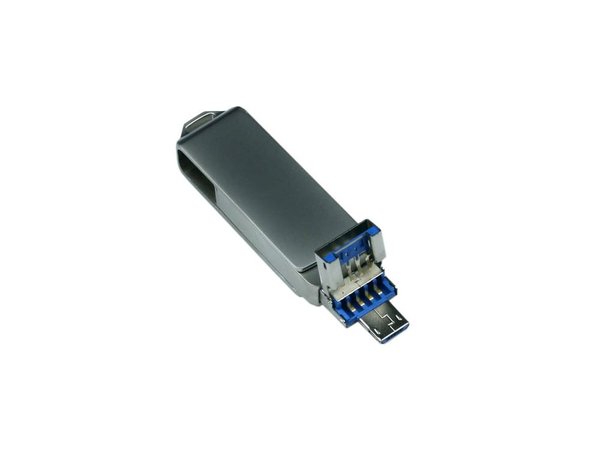USB 3.0/micro USB/Lightning- флешка на 64 Гб с поворотным механизмом - USB 3.0/micro USB/Lightning- флешка на 64 Гб с поворотным механизмом