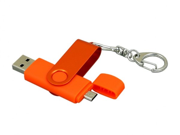 USB 2.0- флешка на 16 Гб с поворотным механизмом и дополнительным разъемом Micro USB - USB 2.0- флешка на 16 Гб с поворотным механизмом и дополнительным разъемом Micro USB