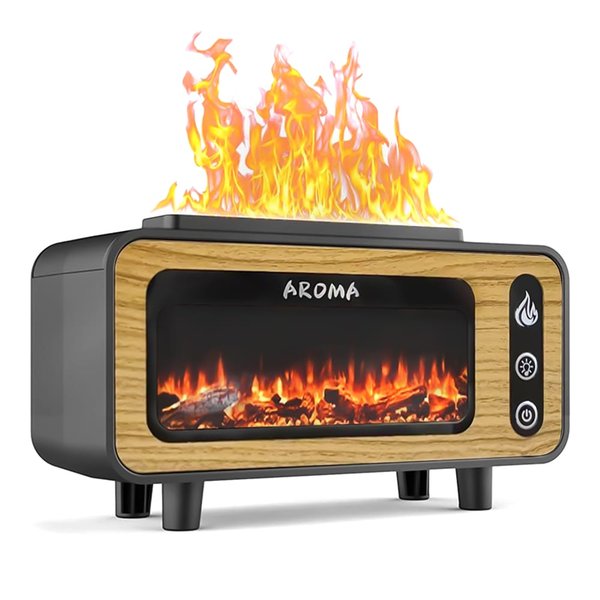 Светодиодный USB увлажнитель-аромадиффузор Vintage Fireplace, коричневый - Светодиодный USB увлажнитель-аромадиффузор Vintage Fireplace, коричневый