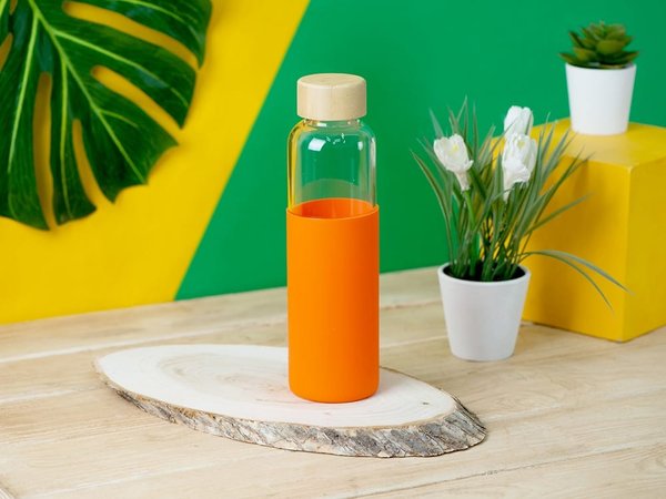 Стеклянная бутылка для воды в силиконовом чехле «Refine» - Стеклянная бутылка для воды в силиконовом чехле «Refine»