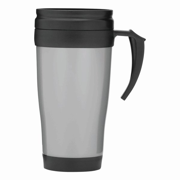 Кружка дорожная двустенная WARM-UP, серая - Кружка дорожная двустенная WARM-UP, серая