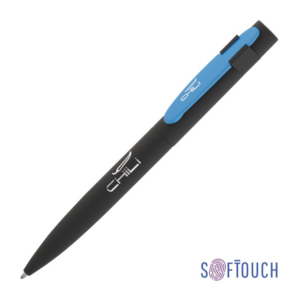 Ручка шариковая "Lip", покрытие soft touch - Ручка шариковая "Lip", покрытие soft touch черный с голубым