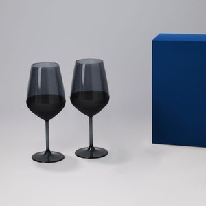 подарочный набор 2 бокала для вина блэк эдишн (black edition) в синей коробке
