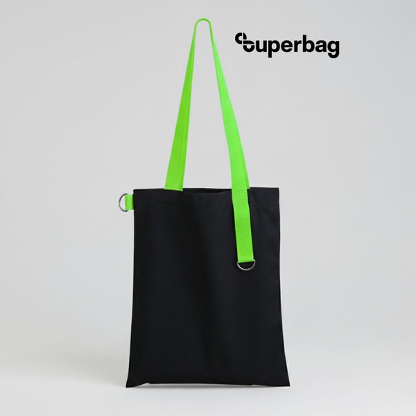 Шоппер Superbag black - Шоппер Superbag black (чёрный с салатовым)