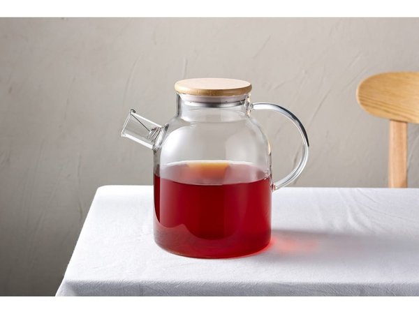 Стеклянный чайник с бамбуковой крышкой «Sencha M» - Стеклянный чайник с бамбуковой крышкой «Sencha M»