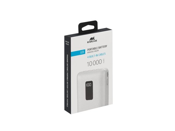 Внешний аккумулятор с дисплеем и встроенными кабелями VA2210, 10000 mAh - Внешний аккумулятор с дисплеем и встроенными кабелями VA2210, 10000 mAh