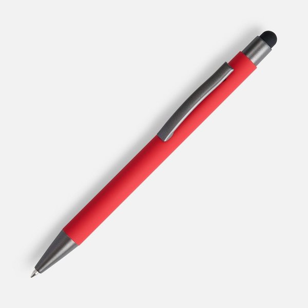 Ручка шариковая Atento Soft Touch со стилусом, красная