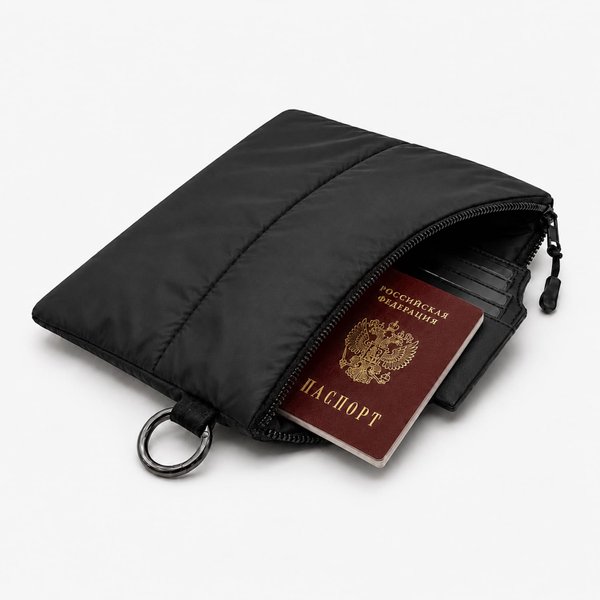 Органайзер для мелочей Superbag Bubble, стёганый, на молнии, с креплением на кольцо-карабин - Органайзер для мелочей Superbag Bubble, стёганый, на молнии, с креплением на кольцо-карабин (черный)
