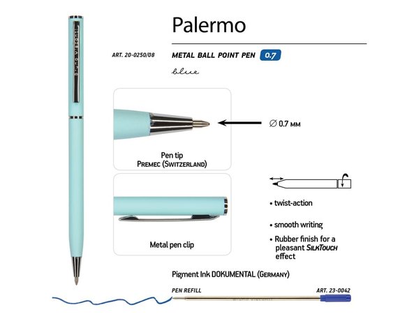 Ручка металлическая шариковая «Palermo», софт-тач - Ручка металлическая шариковая «Palermo», софт-тач