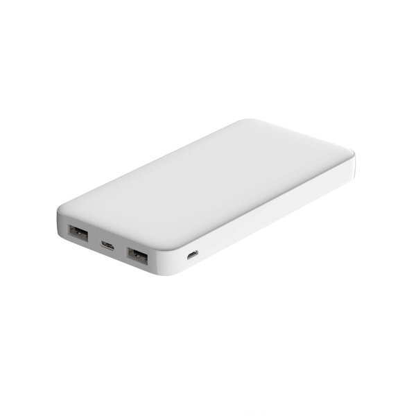 Внешний аккумулятор Polus, 10000 Mah, софт-тач покрытие - Внешний аккумулятор Polus, 10000 Mah, софт-тач покрытие, белый