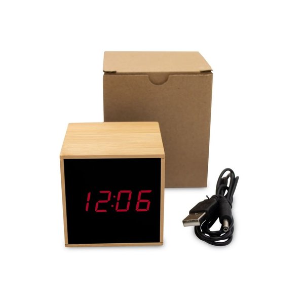 Бамбуковые настольные часы с будильником KATHERINE - Бамбуковые настольные часы с будильником KATHERINE