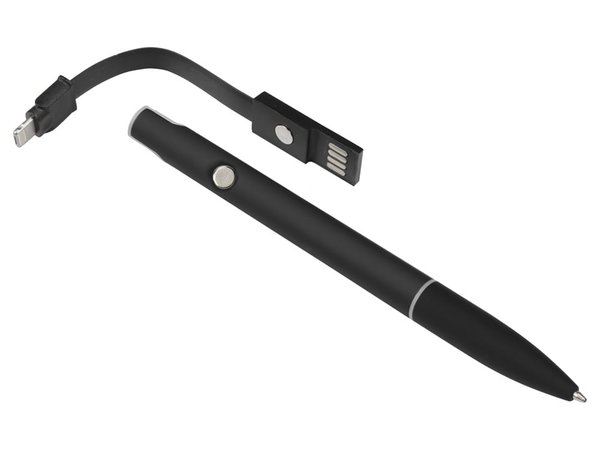 Ручка металлическая шариковая «Connect» с кабелем USB 2 в 1 - Ручка металлическая шариковая «Connect» с кабелем USB 2 в 1