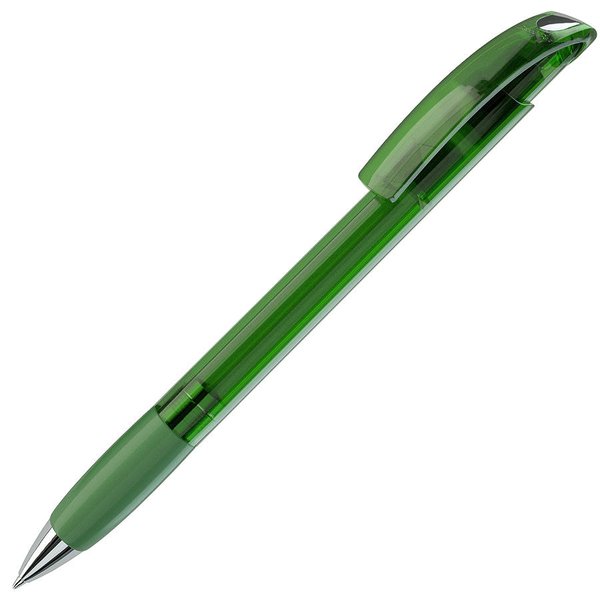 Ручка шариковая с грипом NOVE LX - NOVE LX, ручка шариковая с грипом, прозрачный зеленый/хром, пластик