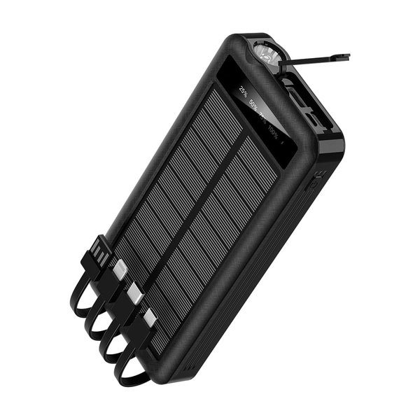 Внешний аккумулятор Xyron с солнечной панелью, 10000 mAh - Внешний аккумулятор Xyron с солнечной панелью, 10000 mAh, черный